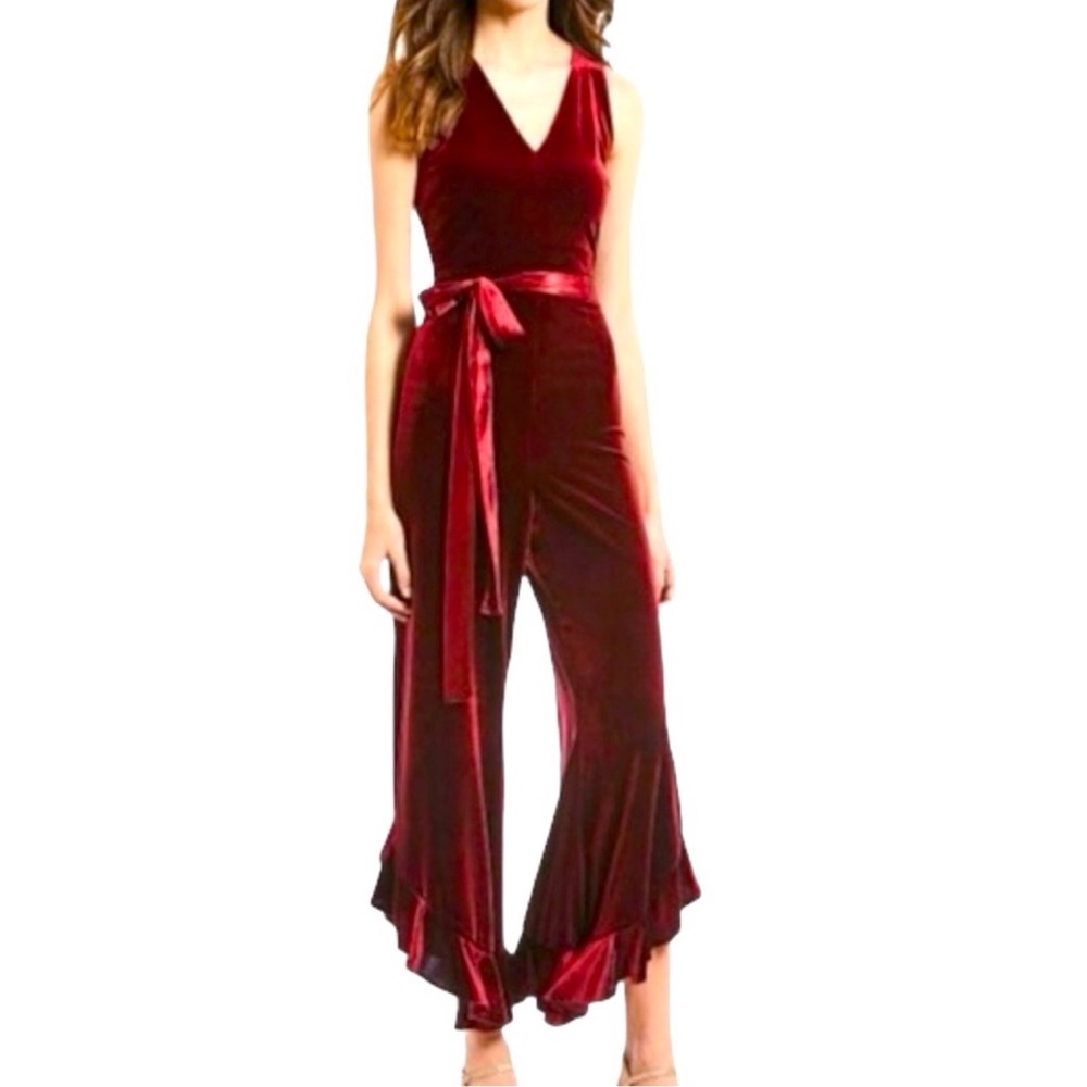 Betsey Johnson Velvet Burgundy Jumpsuit